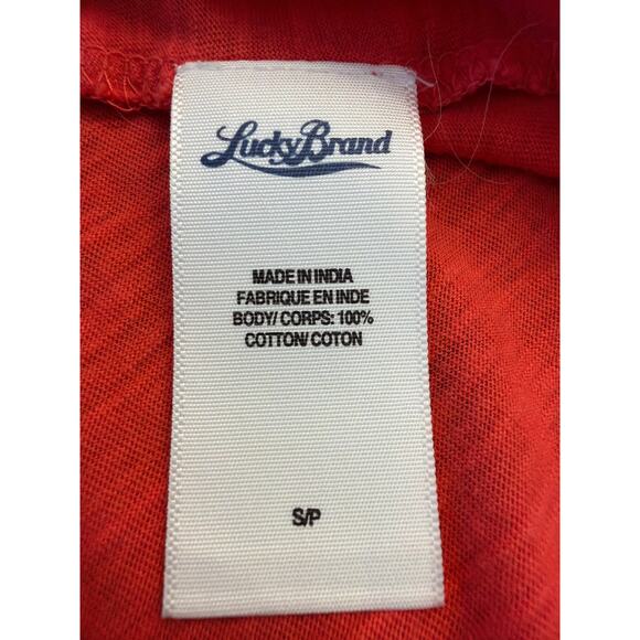 Lucky Brand coral BOHO eyelet insert tee SM 100% Cotton - Picture 4 of 9